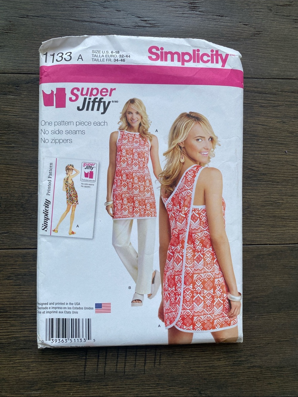 Simplicity Pattern 1133 Sleeveless Tunic Dress Never Cut Womens Sz 6-18